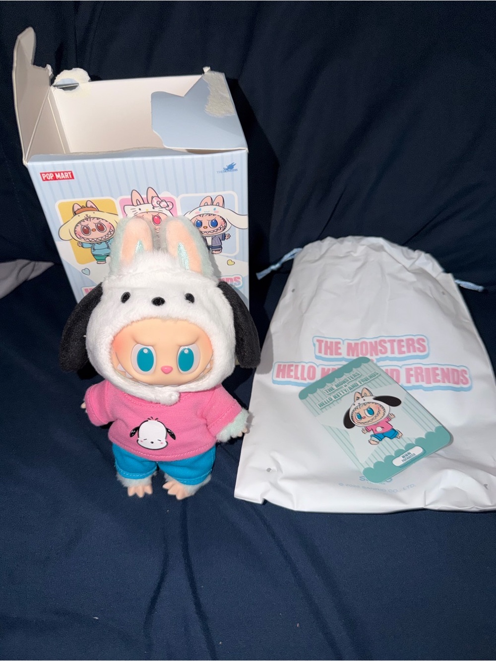 Sanrio Plush Doll in Pink Sweater & Blue Shorts